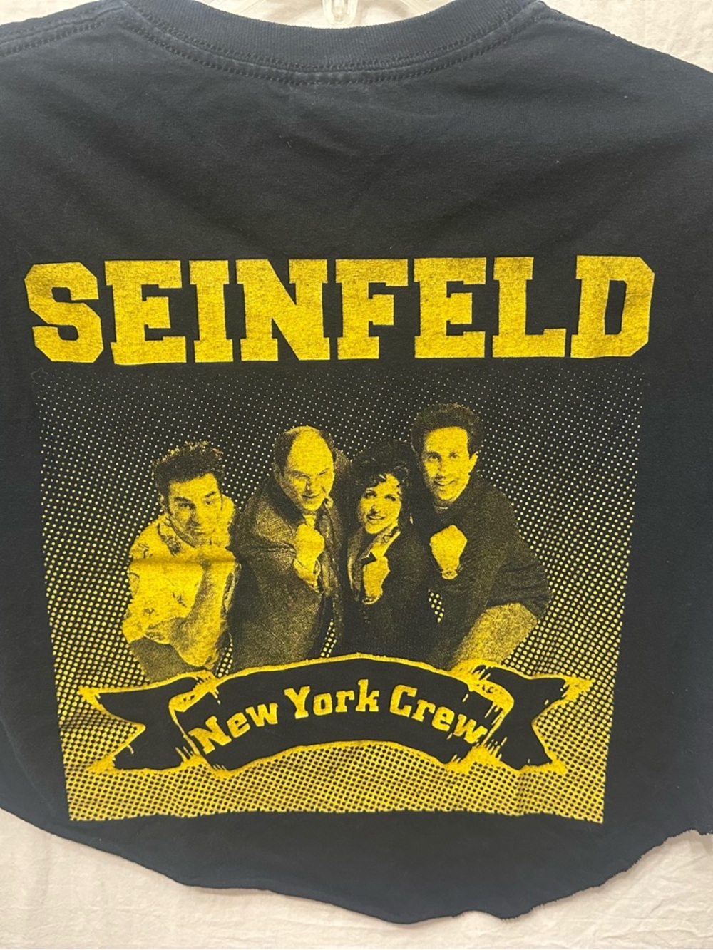Seinfeld New York Crew Graphic Crop Top Small Black Gildan Upcycled TV Show Tee - Picture 2 of 7